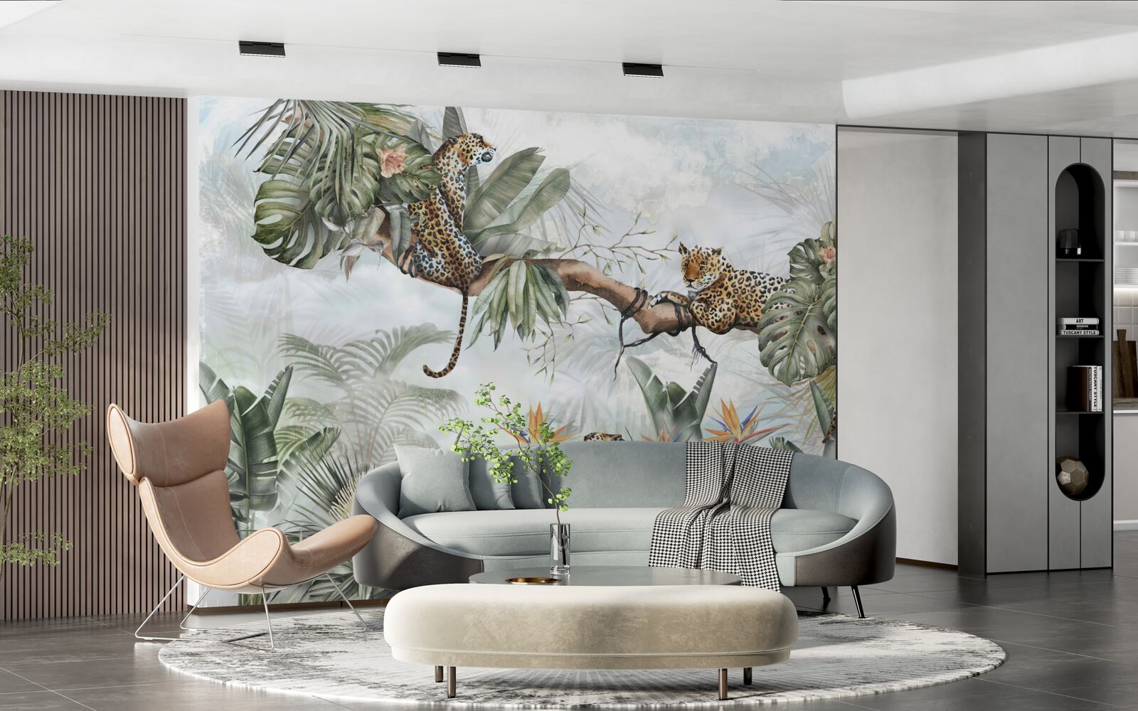 Фотошпалери леопард відпочиває на гілці