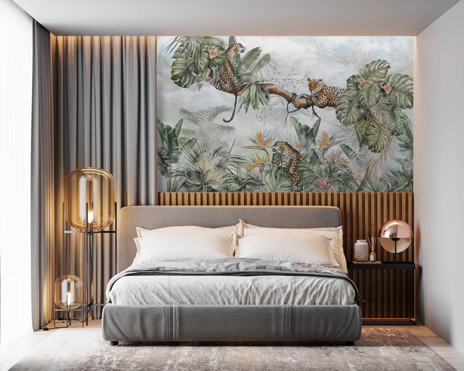 Фотошпалери леопард відпочиває на гілці