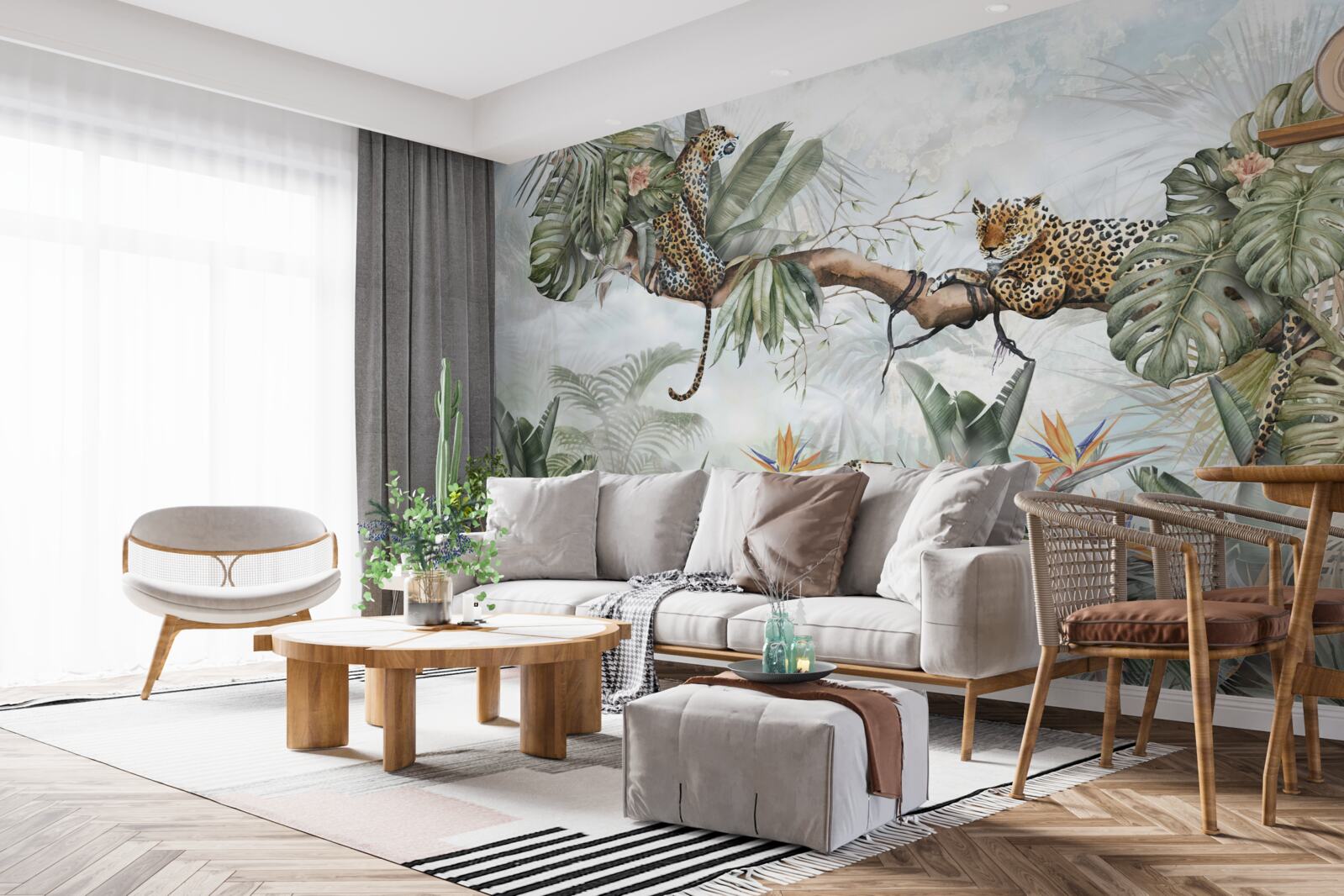 Фотошпалери леопард відпочиває на гілці