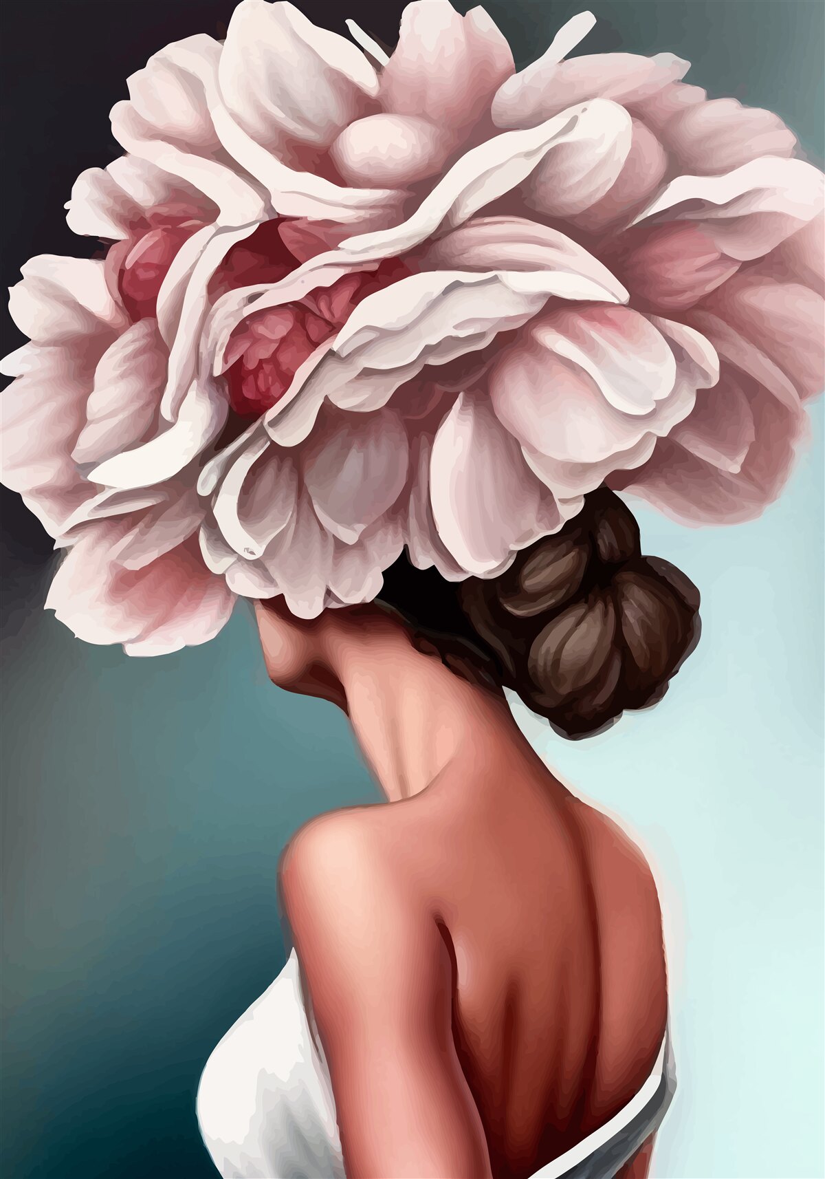 Фотошпалери дівчина, чиє волосся замінили квіти