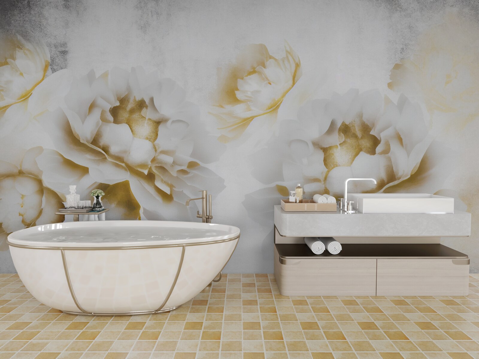 Фотошпалери феліція, що милує око своїм золотисто-білим виглядом