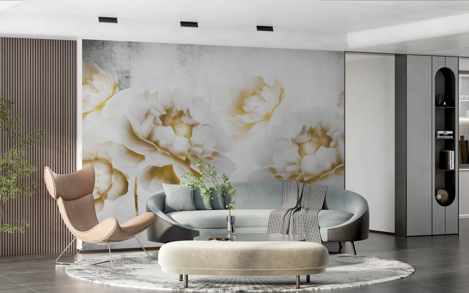 Фотошпалери феліція, що милує око своїм золотисто-білим виглядом