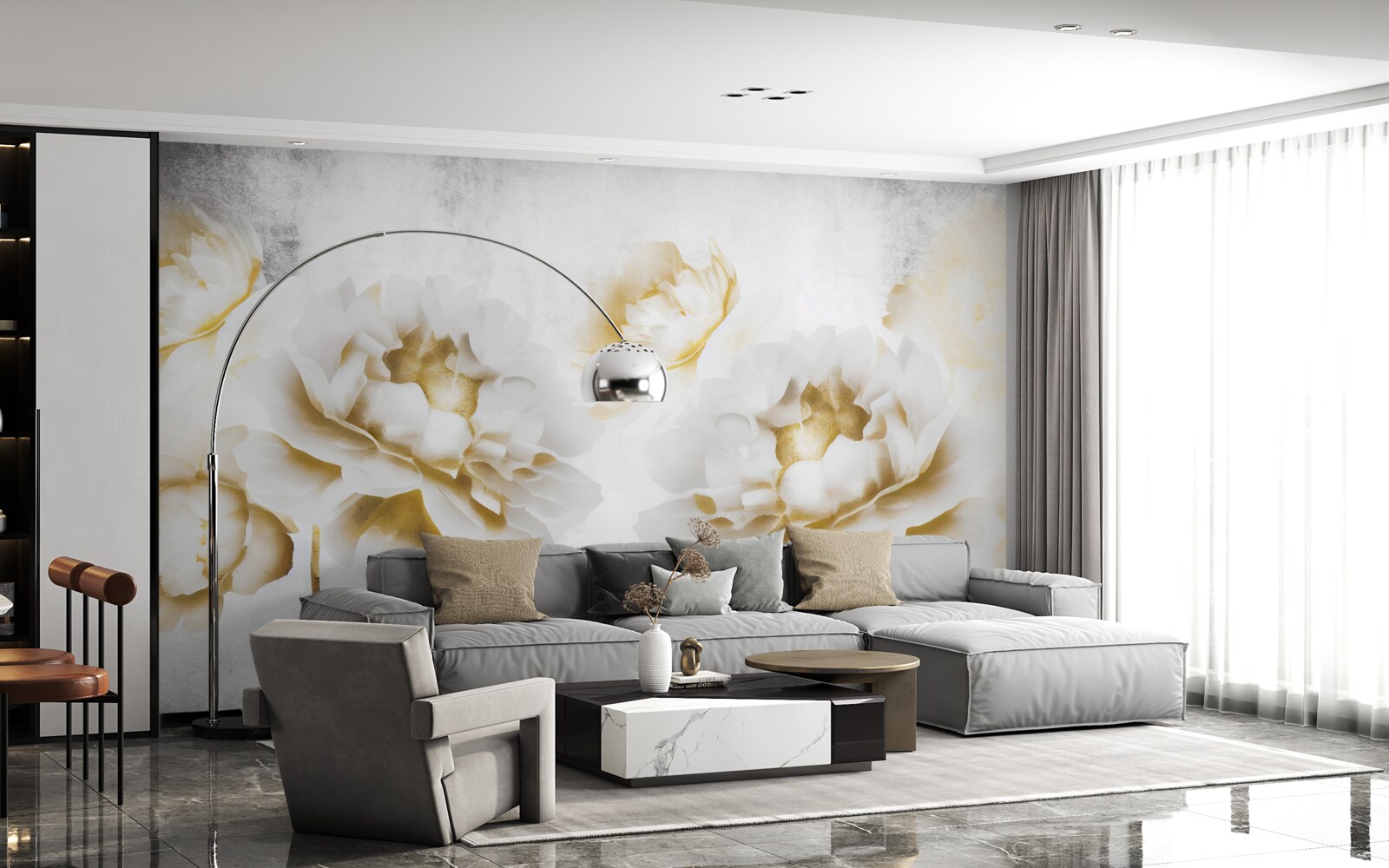 Фотошпалери феліція, що милує око своїм золотисто-білим виглядом