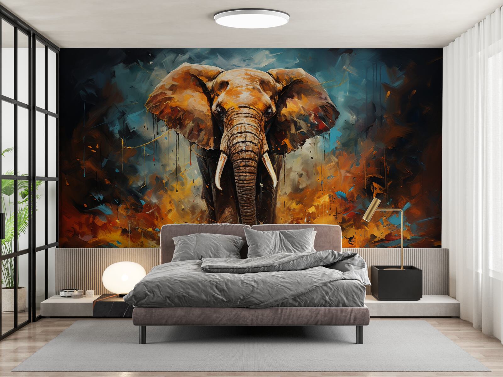 Фотошпалери могутній слон гуляє в сутінках