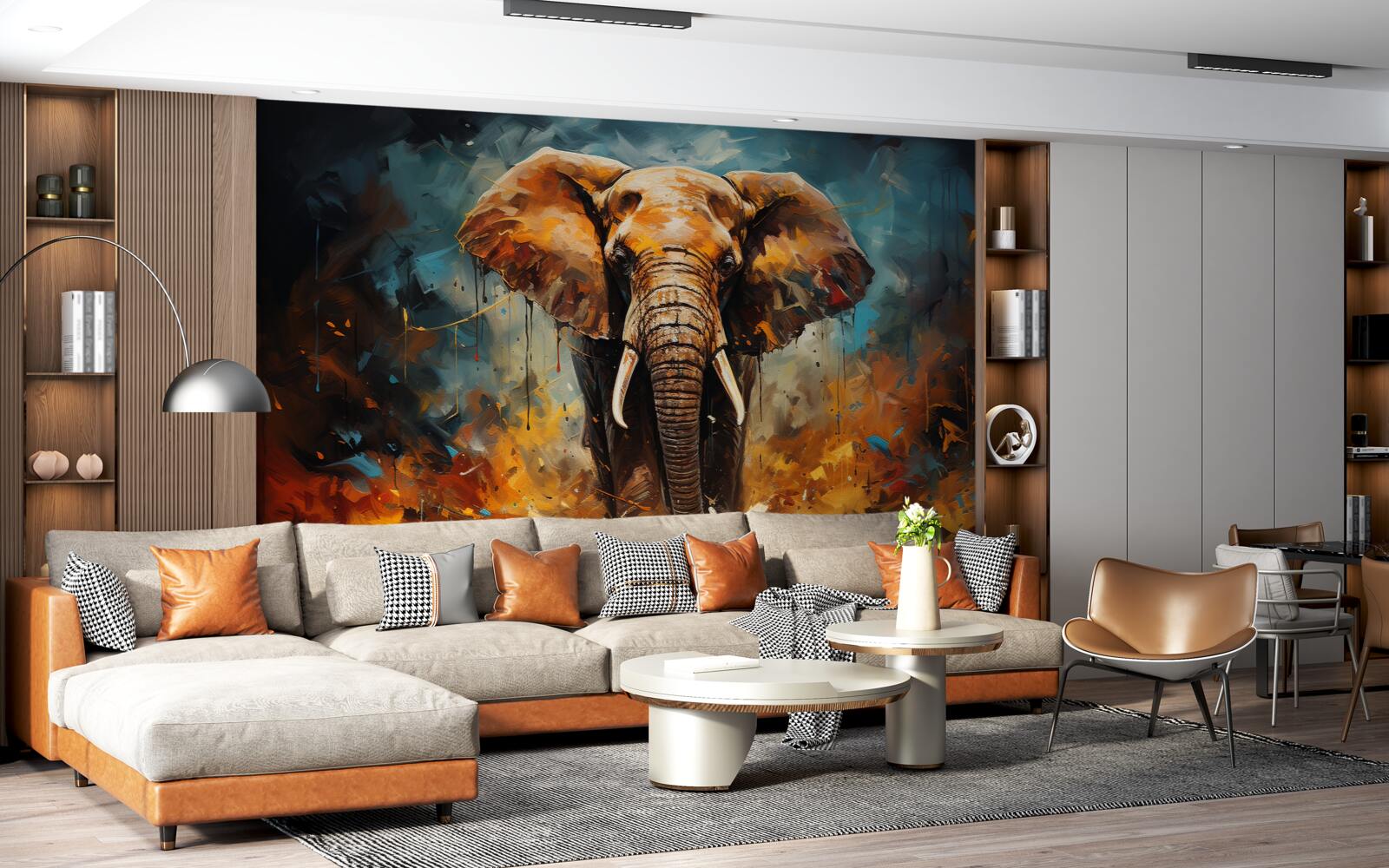 Фотошпалери могутній слон гуляє в сутінках