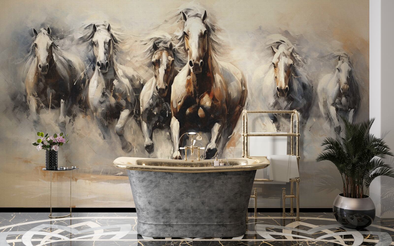 Фотошпалери скаче загін коней