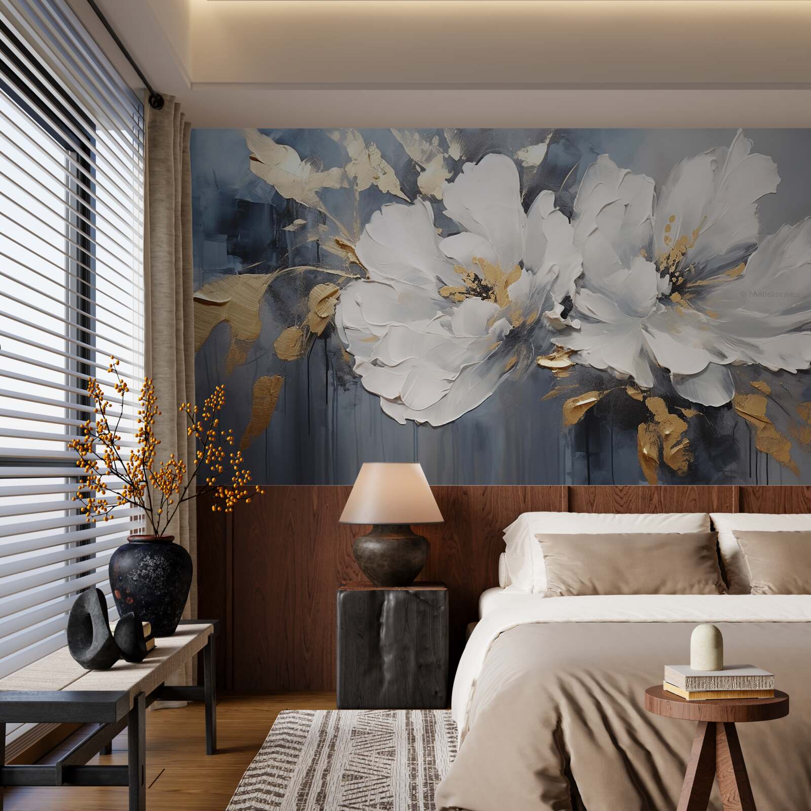 Фотошпалери під час зливи м'які білосніжні бутони