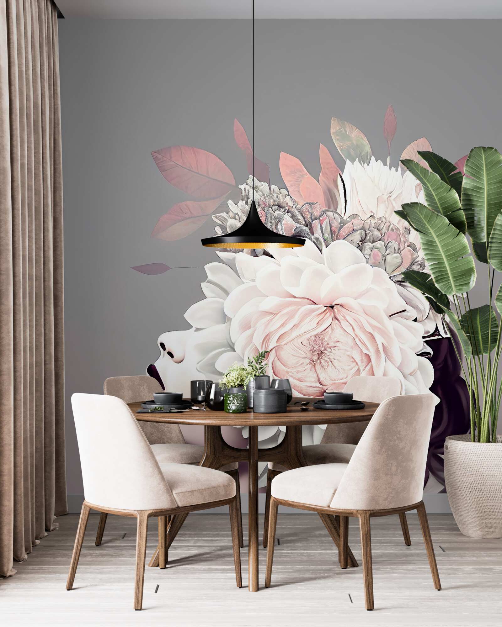 Фотошпалери дівчина з квітами у волоссі