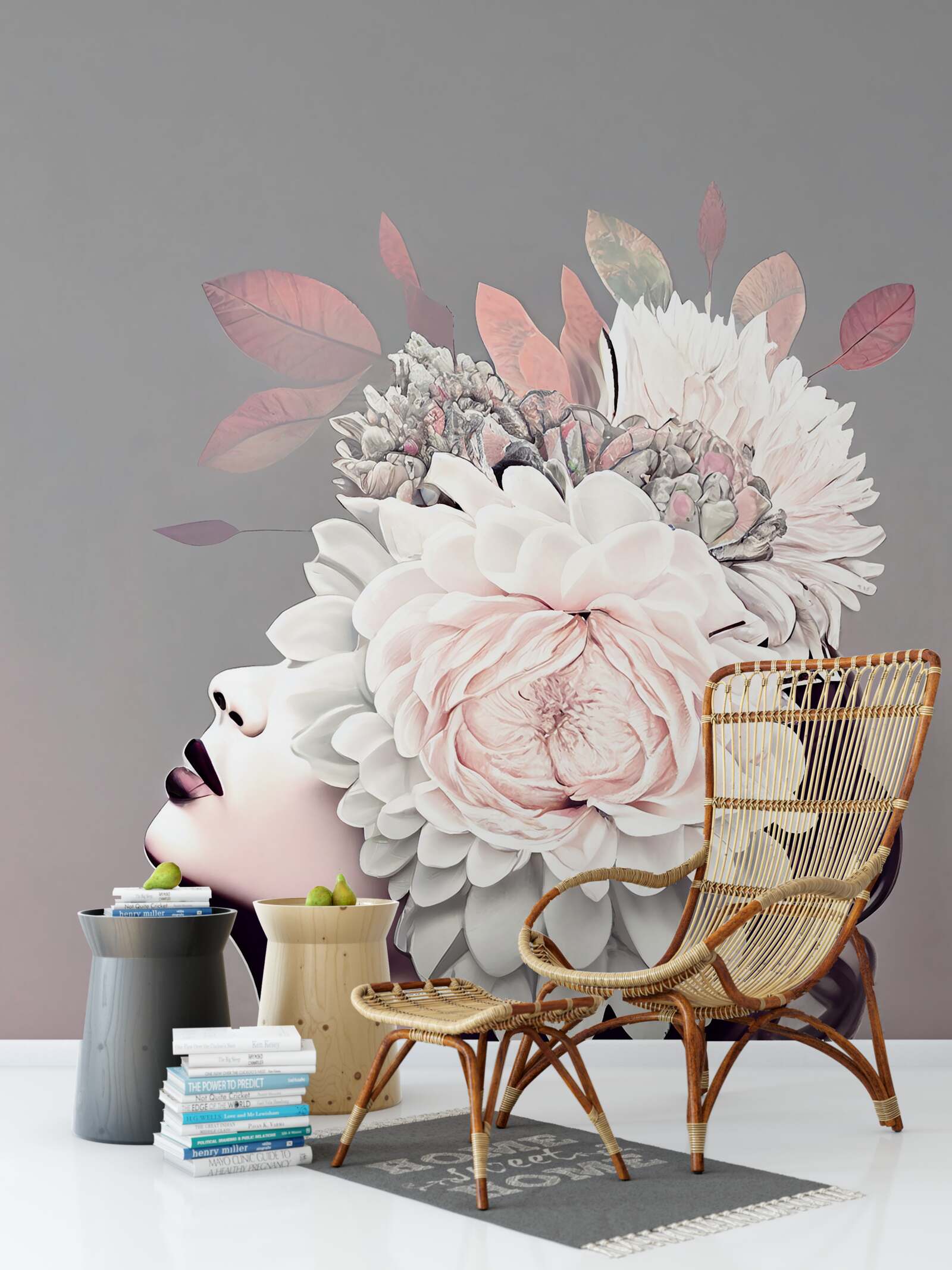 Фотошпалери дівчина з квітами у волоссі