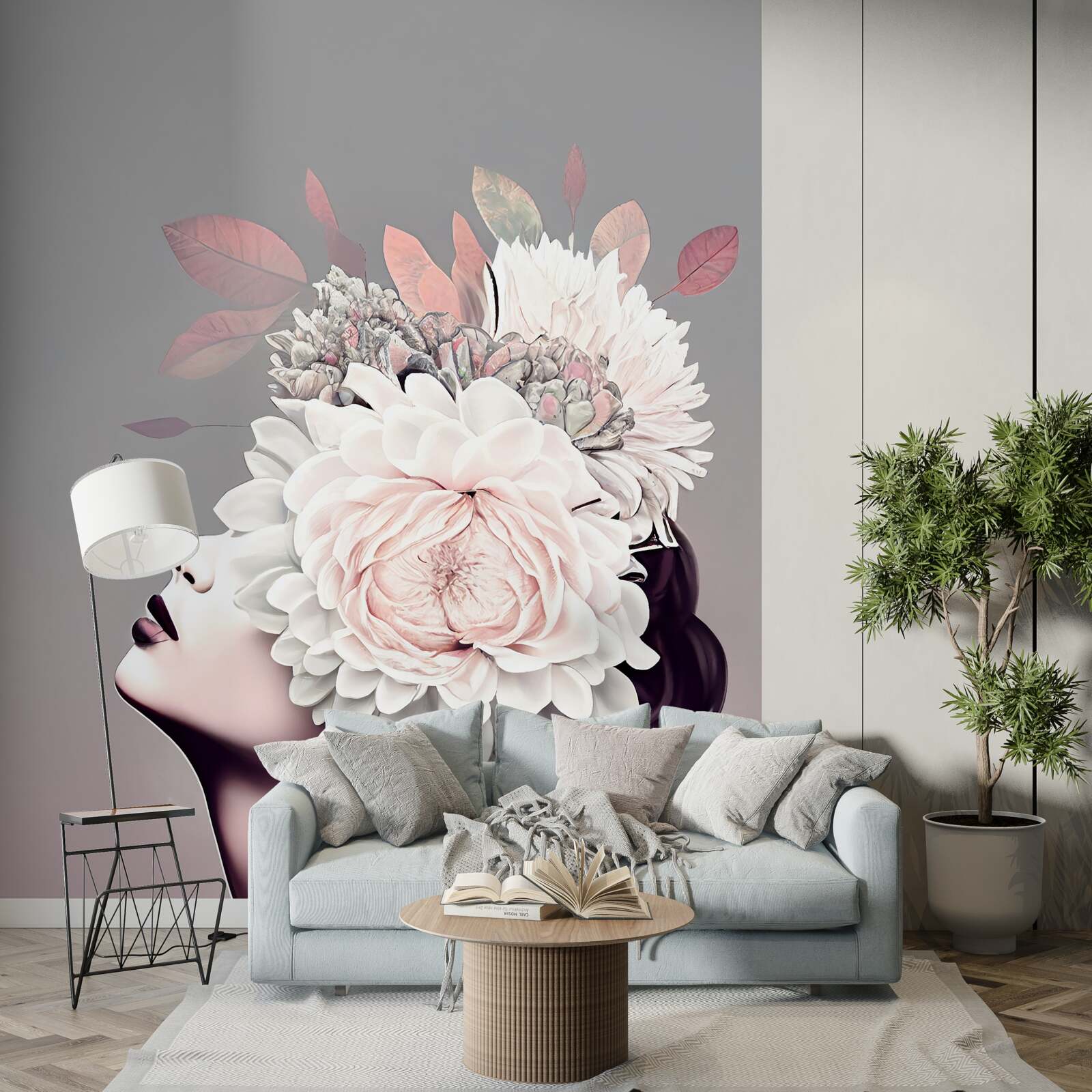 Фотошпалери дівчина з квітами у волоссі