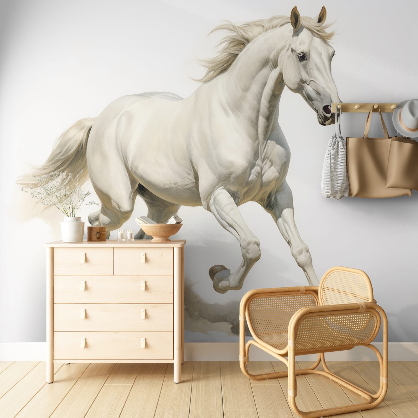 Фотошпалери легкий жеребець мчить піщаною поверхнею