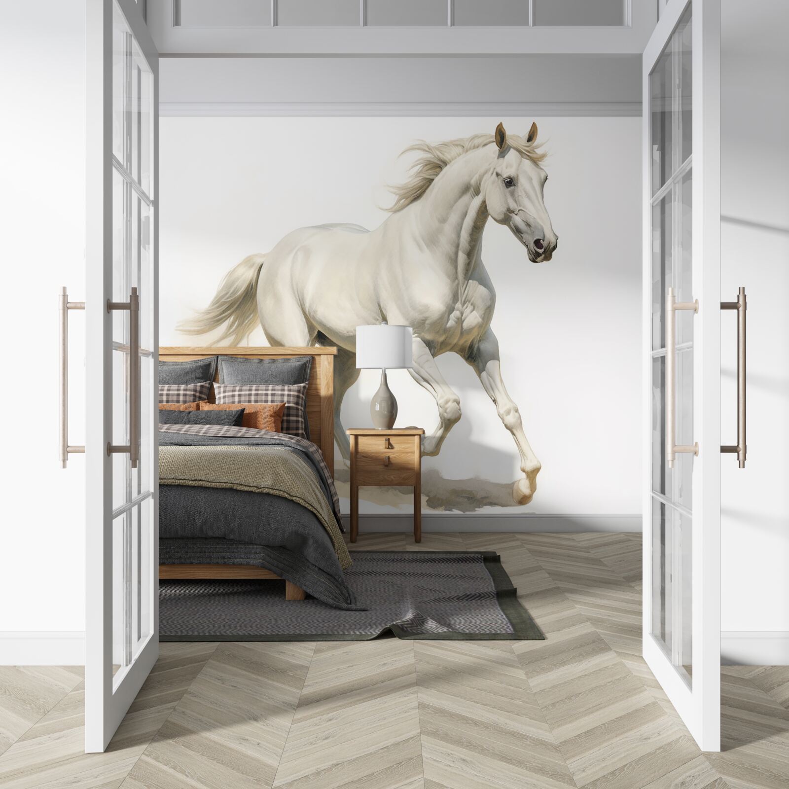 Фотошпалери легкий жеребець мчить піщаною поверхнею