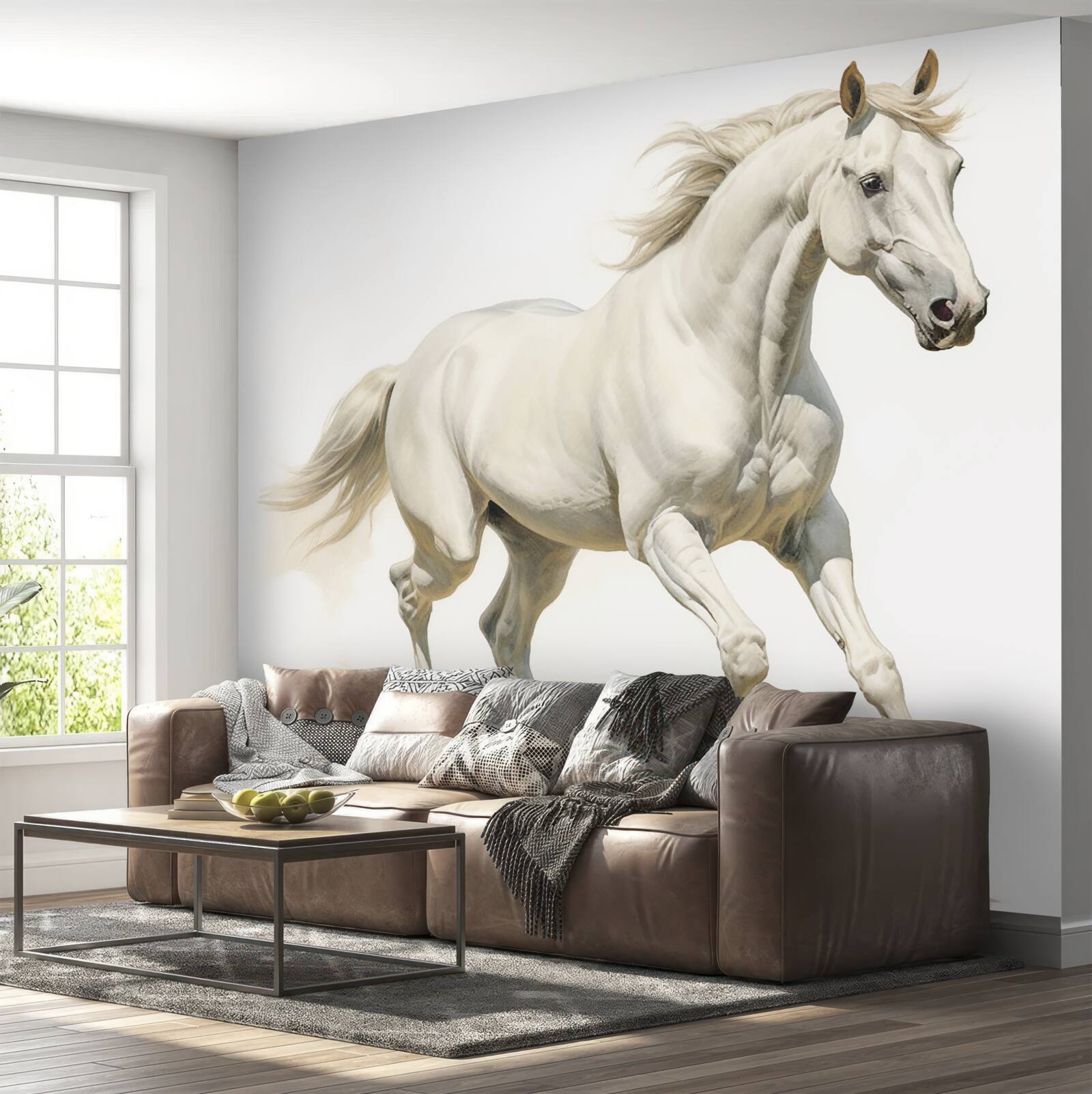 Фотошпалери легкий жеребець мчить піщаною поверхнею