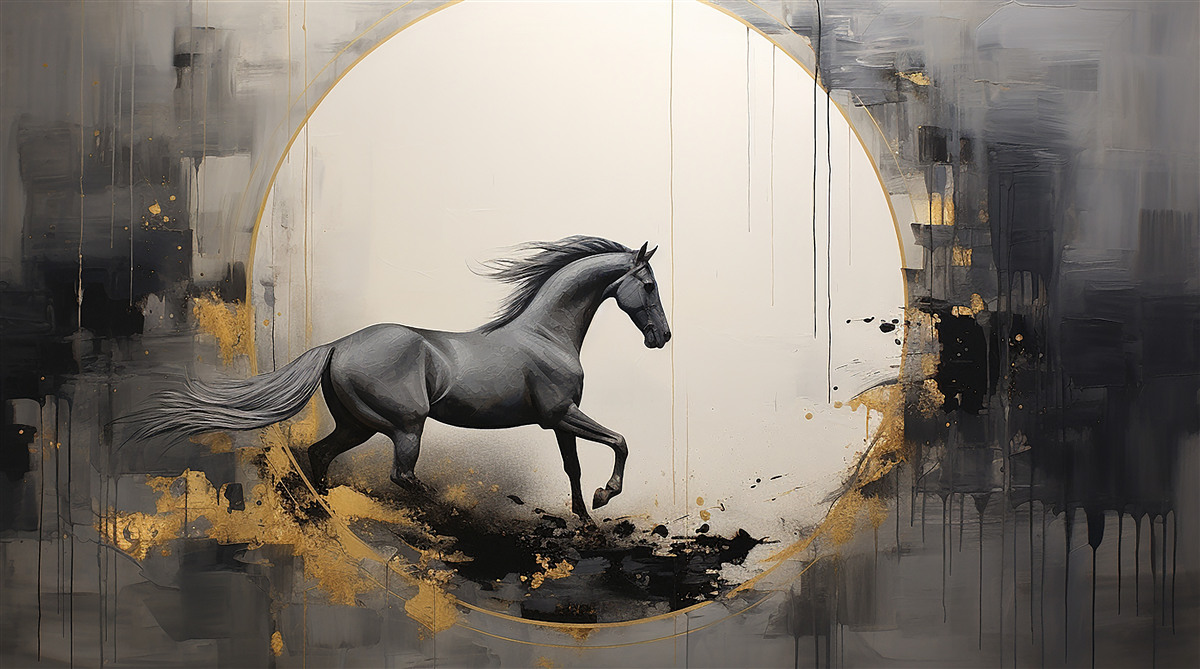 Фотошпалери галопуючий чорний кінь