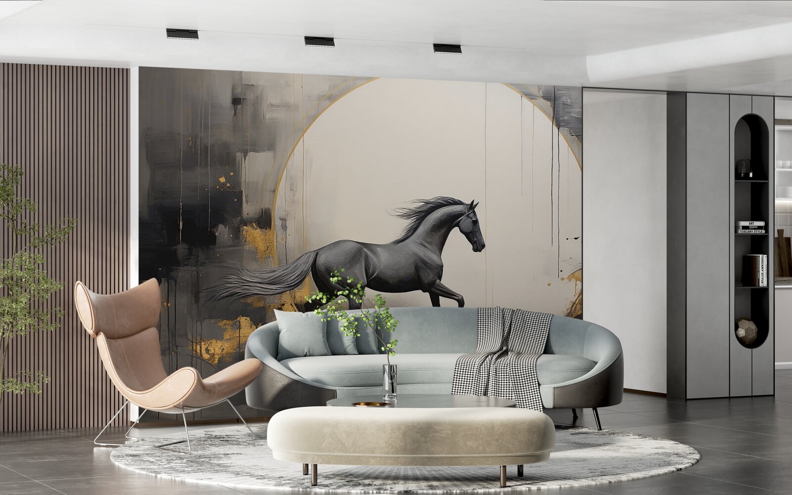 Фотошпалери галопуючий чорний кінь