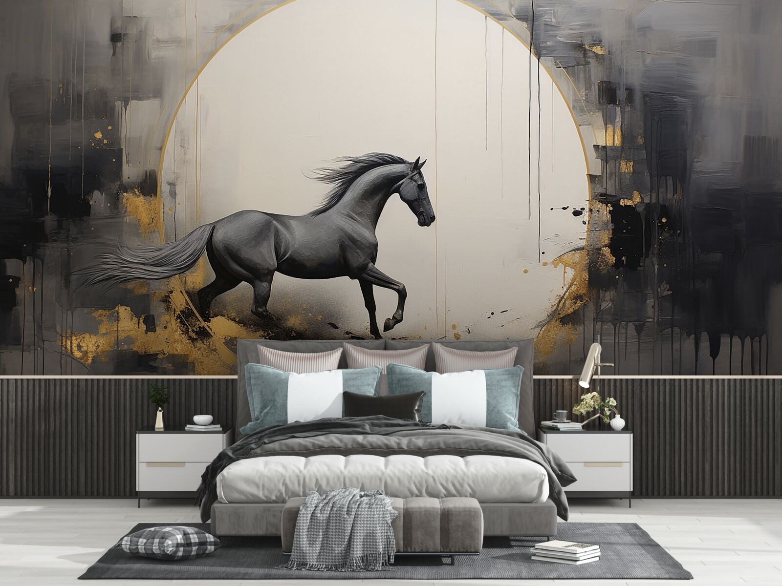 Фотошпалери галопуючий чорний кінь