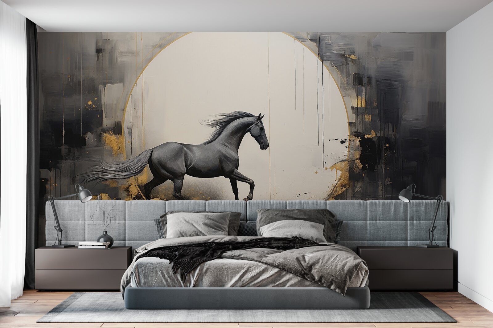 Фотошпалери галопуючий чорний кінь