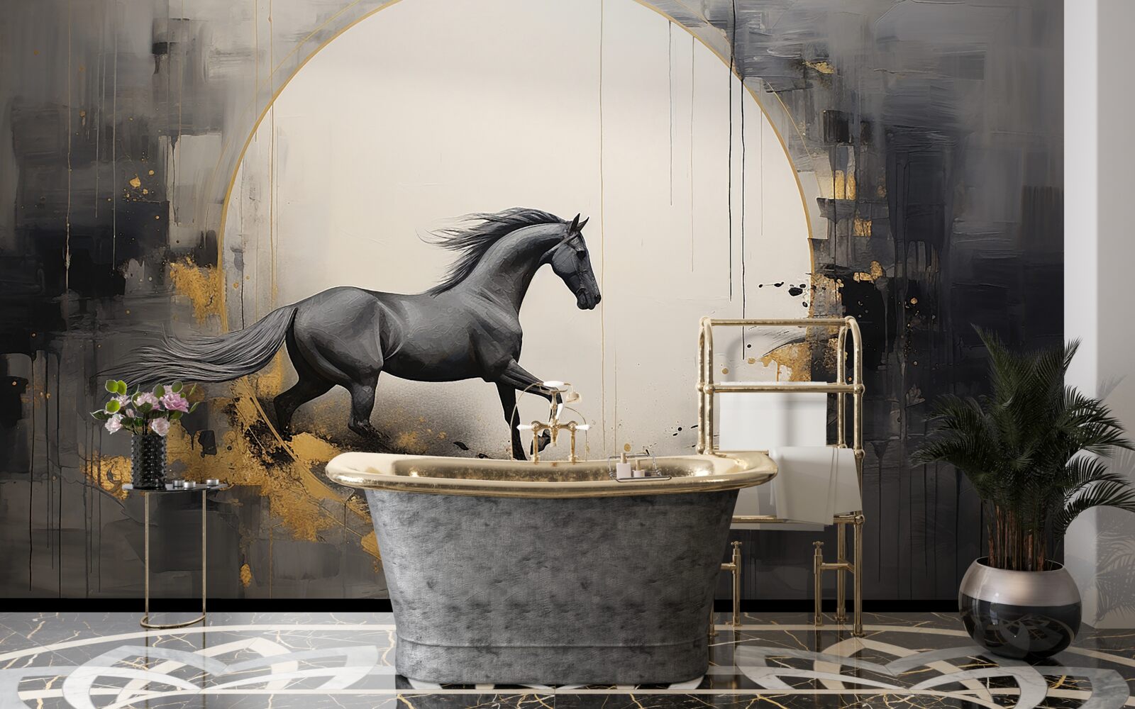 Фотошпалери галопуючий чорний кінь