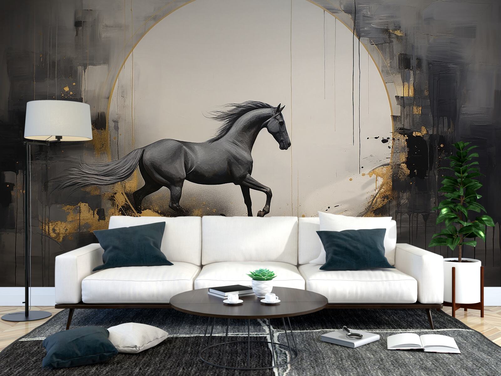 Фотошпалери галопуючий чорний кінь