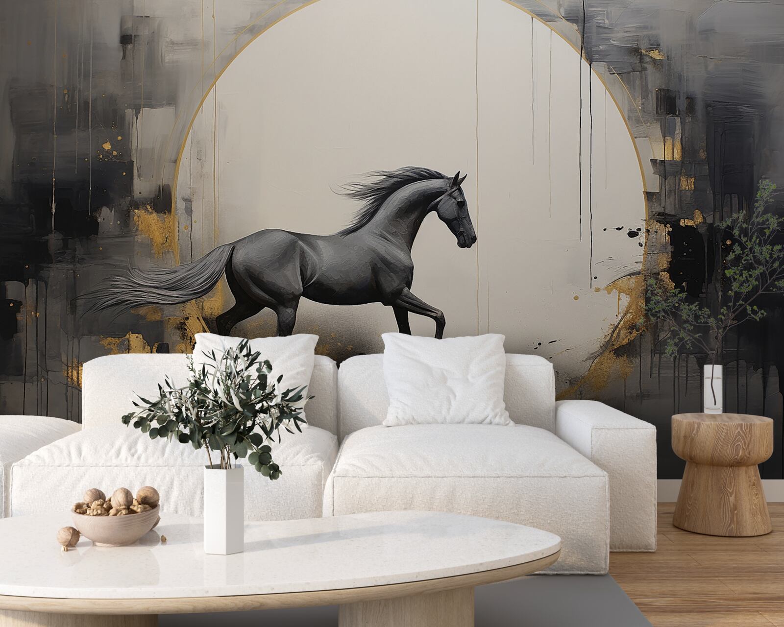 Фотошпалери галопуючий чорний кінь