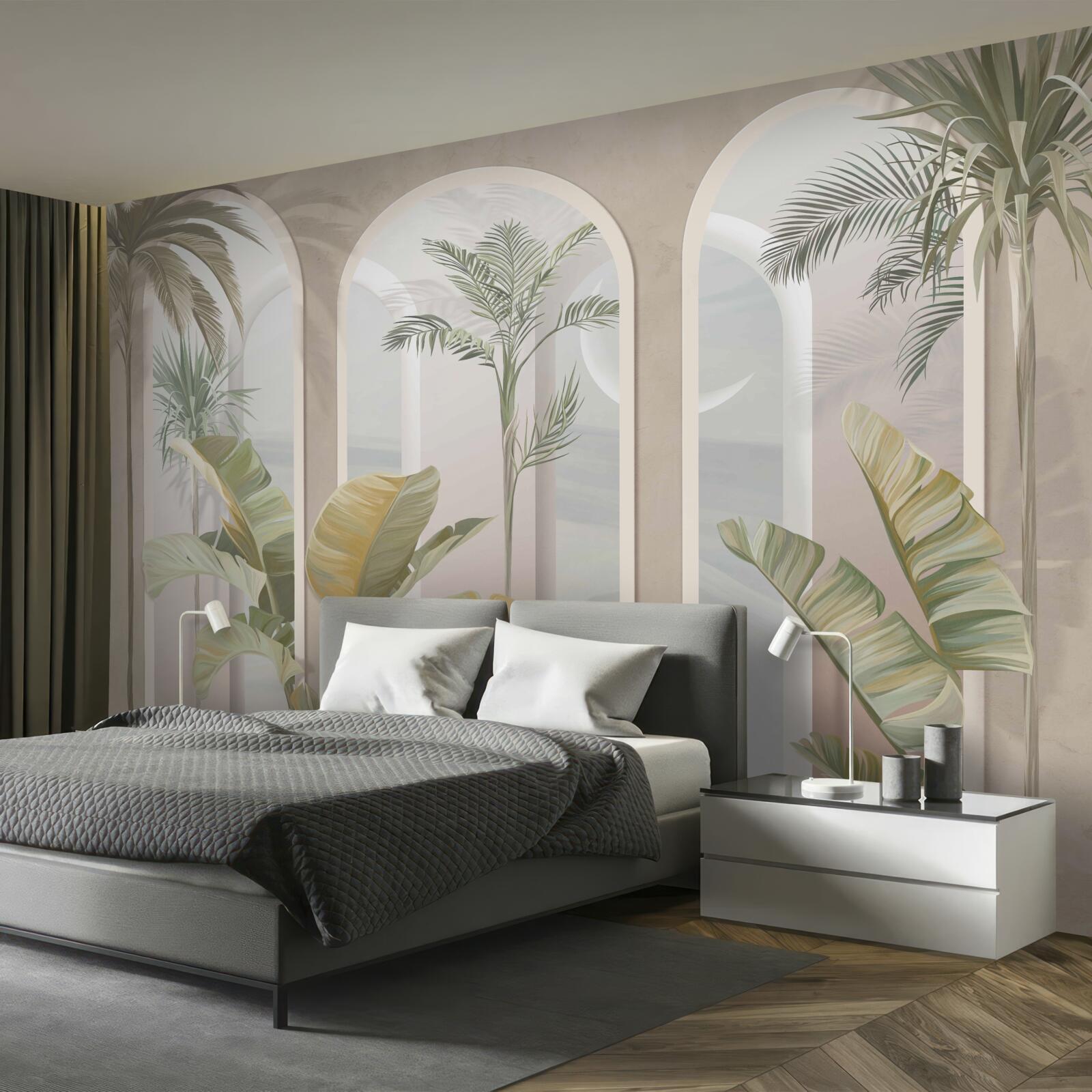 Фотошпалери пальми та папороті під високими склепіннями