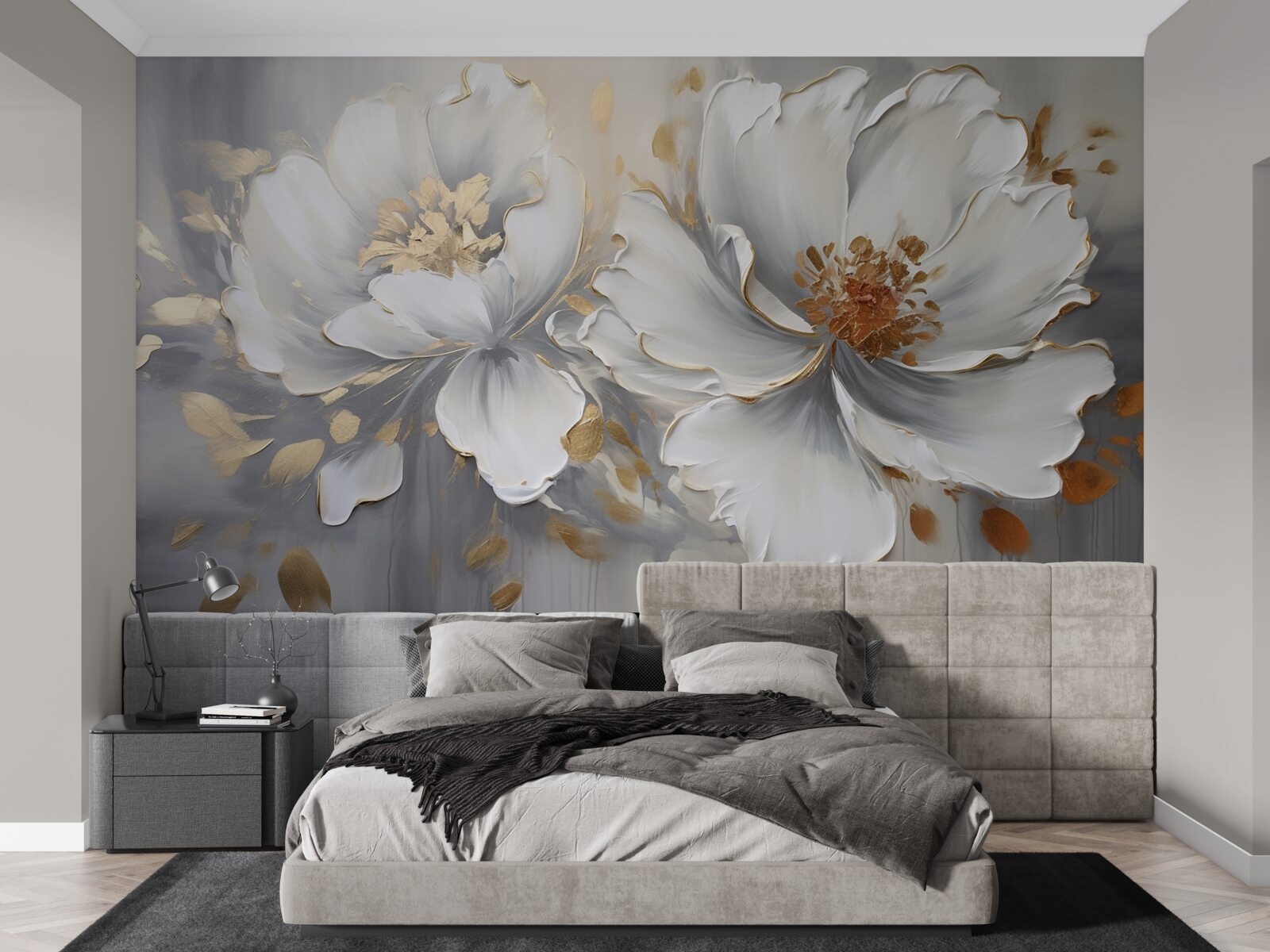 Фотошпалери розкішні квіткові бутони білосніжного кольору