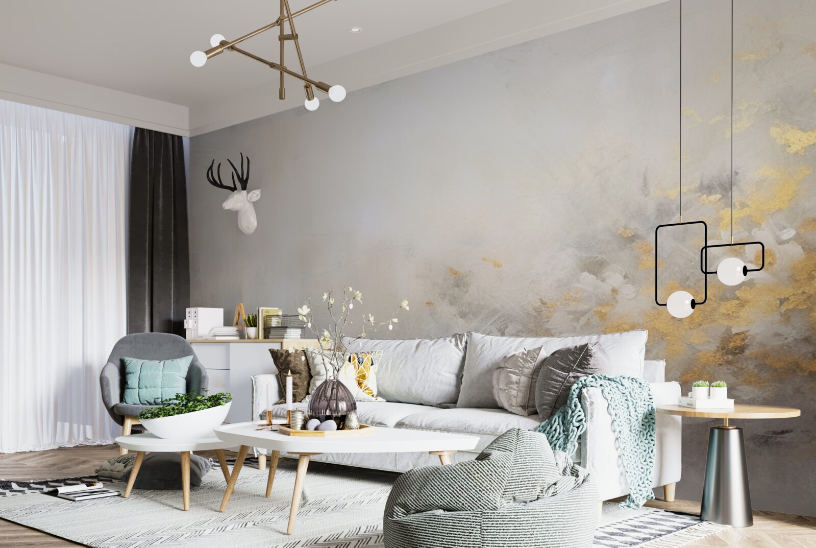 Фотошпалери туманний осінній ранок у густому лісі