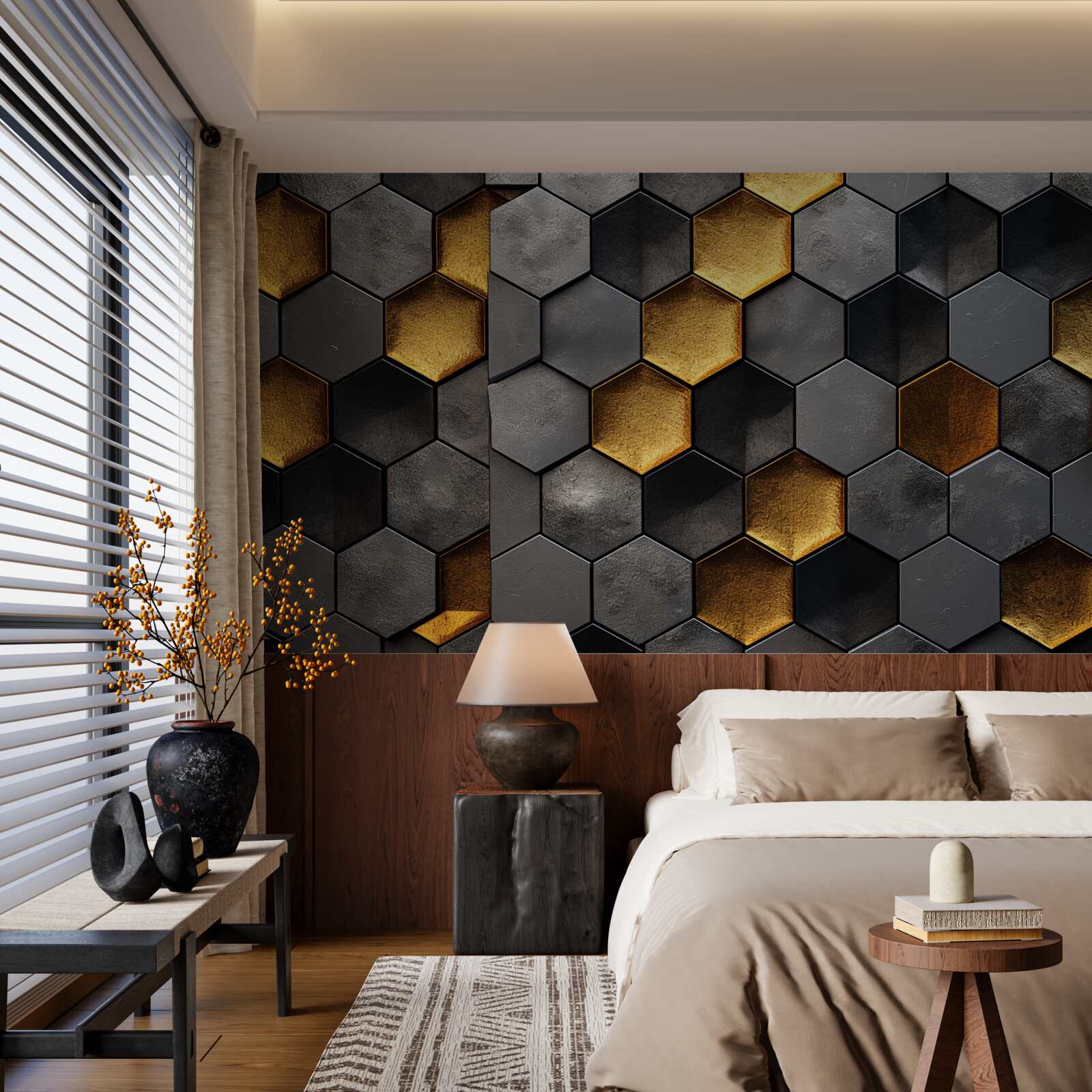 Фотошпалери моделювання бджолиних вуликів із золотом