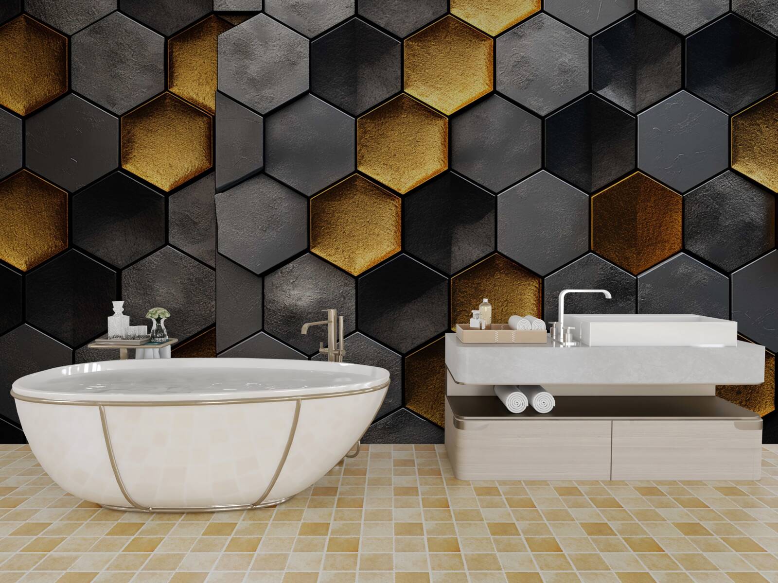 Фотошпалери моделювання бджолиних вуликів із золотом