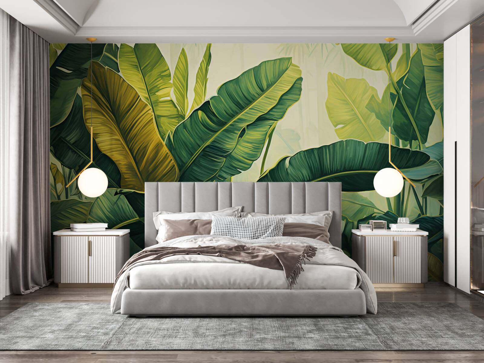 Фотошпалери велике листя джунглів, вкрите насиченим зеленим кольором