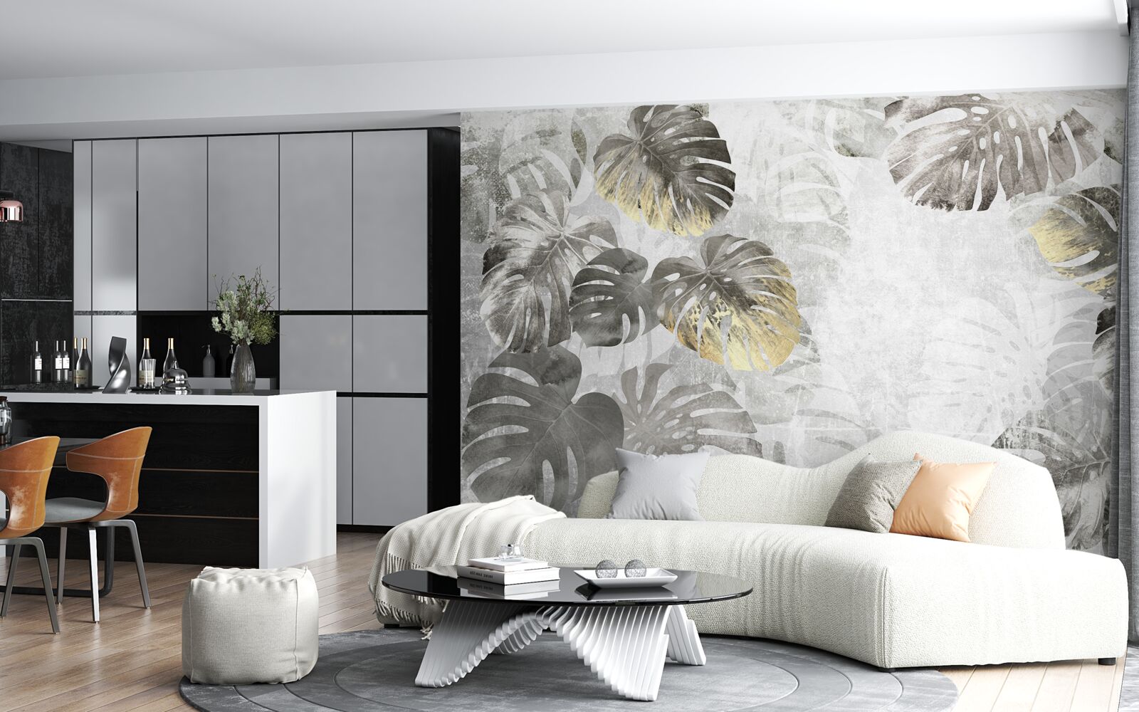 Фотошпалери великоформатні аркуші монстери серед туману