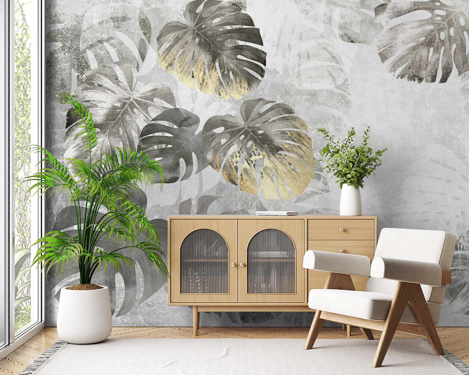 Фотошпалери великоформатні аркуші монстери серед туману