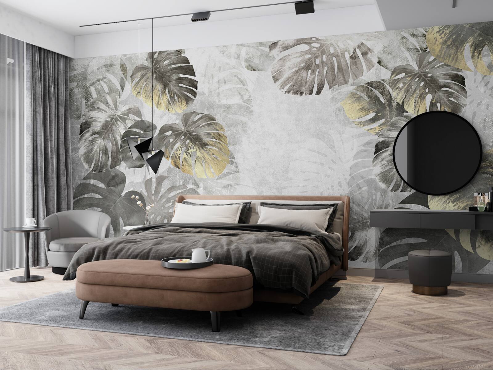 Фотошпалери великоформатні аркуші монстери серед туману