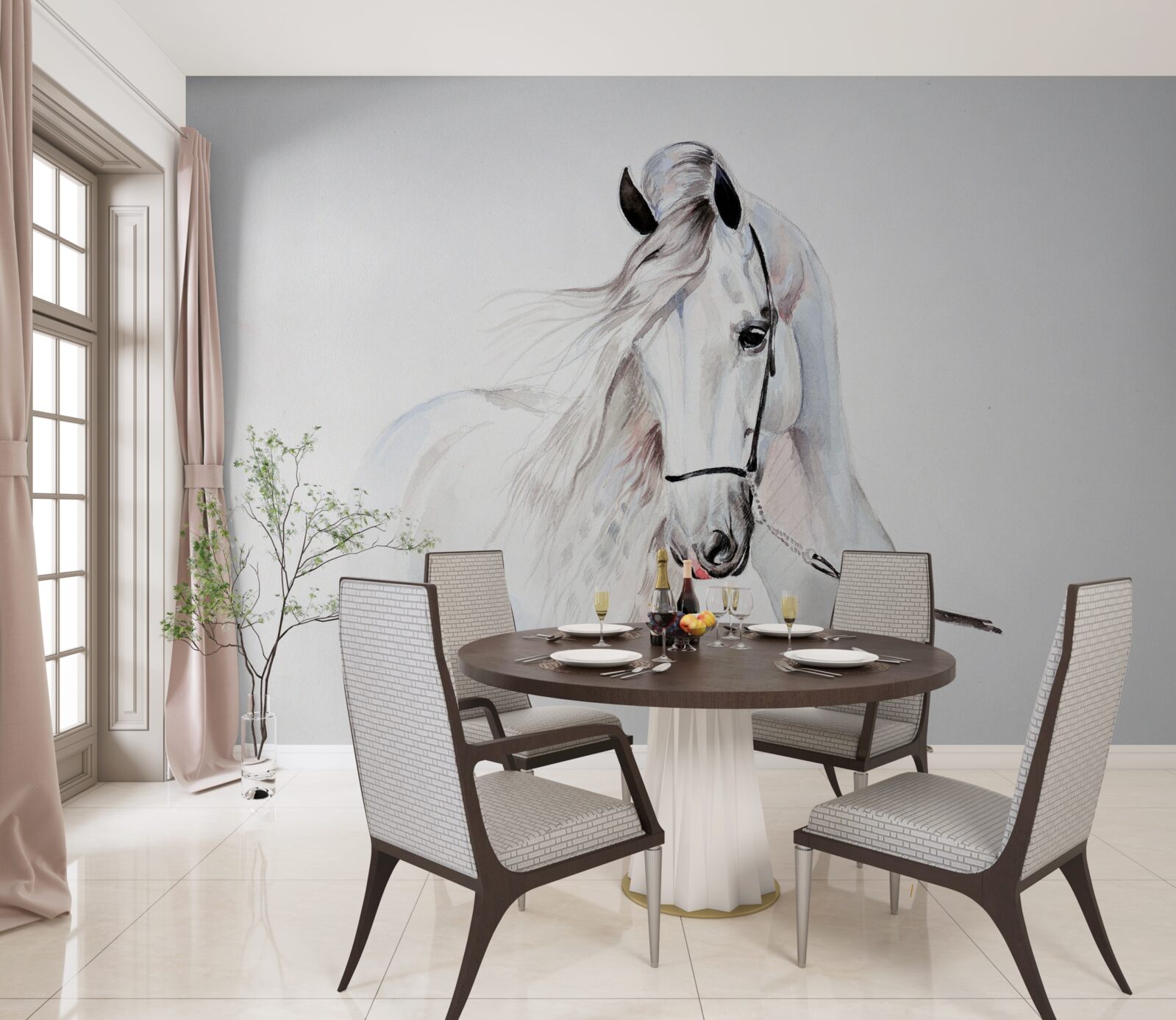 Фотошпалери білий кінь