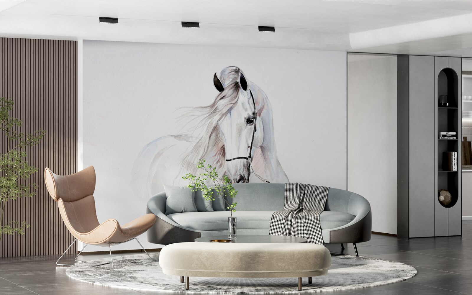 Фотошпалери білий кінь