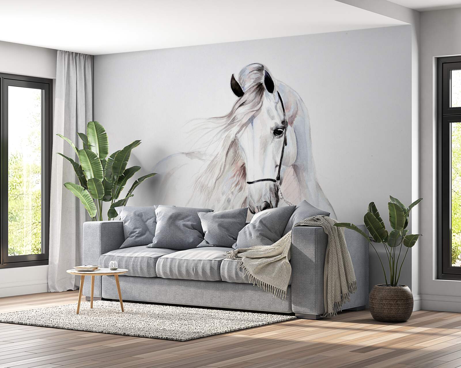 Фотошпалери білий кінь