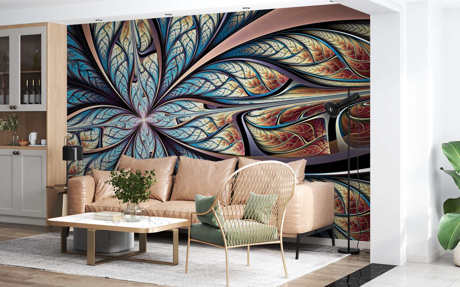 Фотошпалери пальмове листя в абстракції