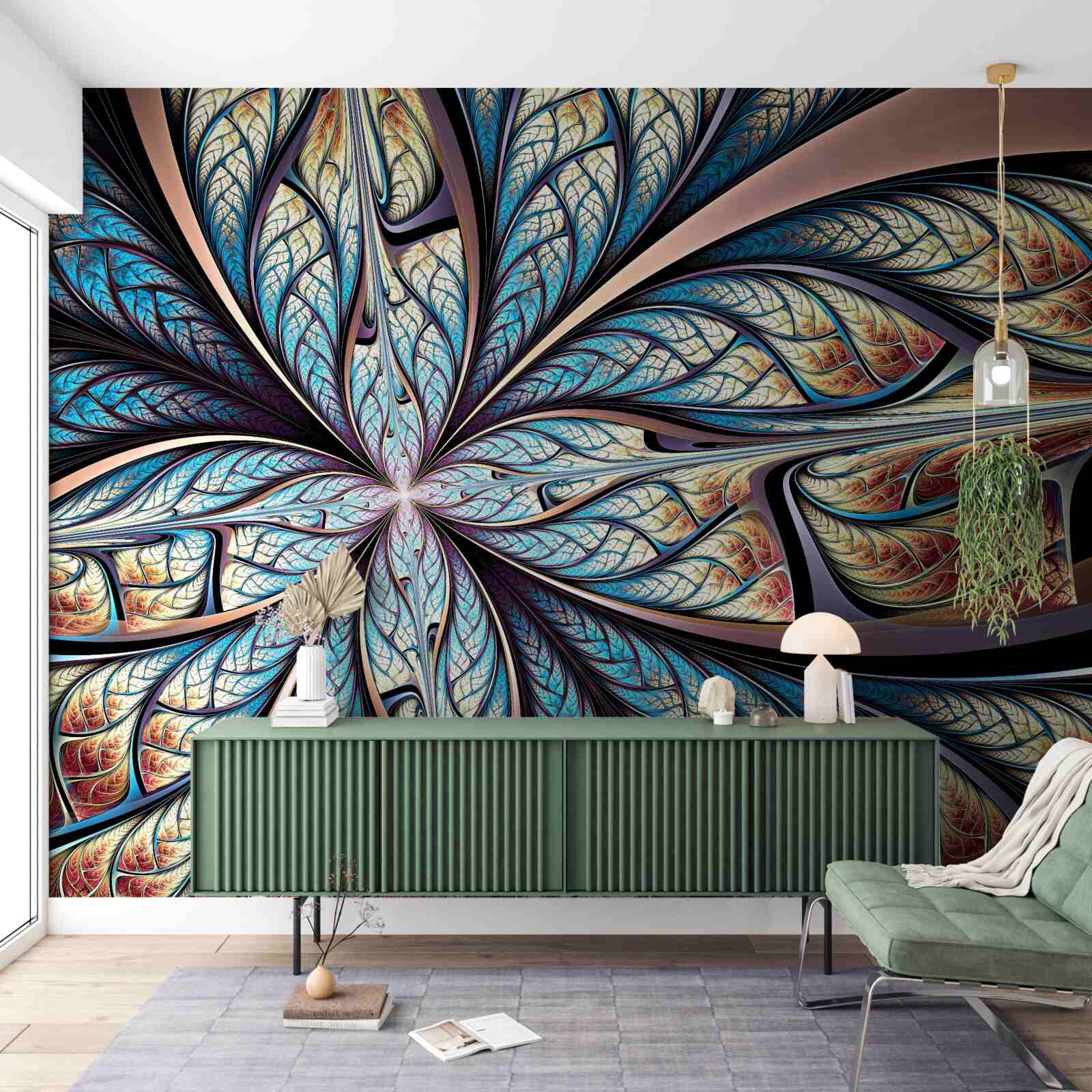 Фотошпалери пальмове листя в абстракції