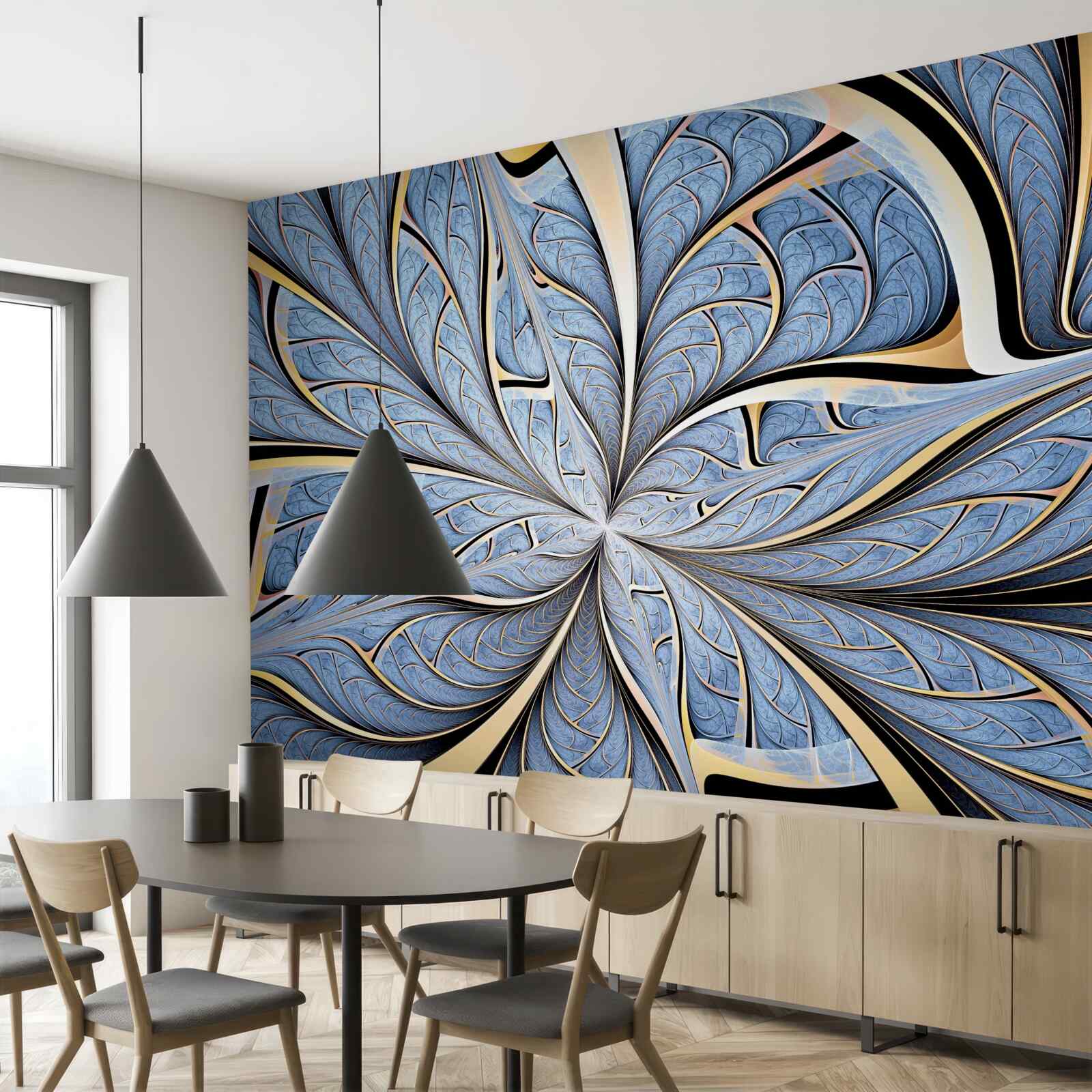 Фотошпалери стеля виконана зі скла, що забезпечує вид на небо