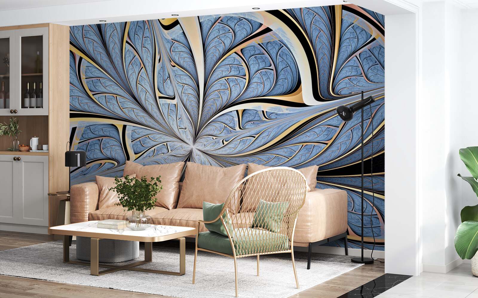 Фотошпалери стеля виконана зі скла, що забезпечує вид на небо