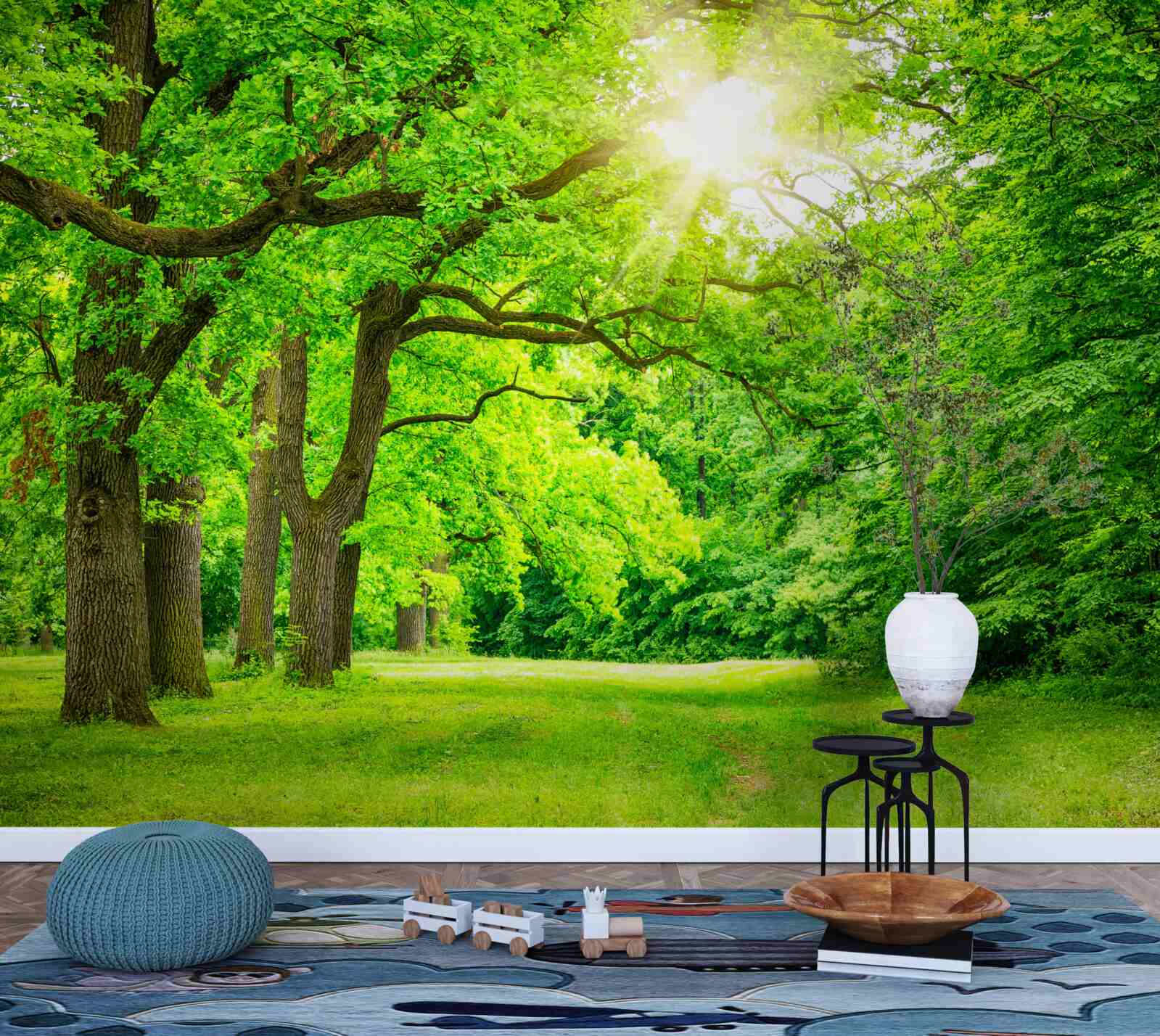 Фотошпалери мальовничий пейзаж літнього лісу