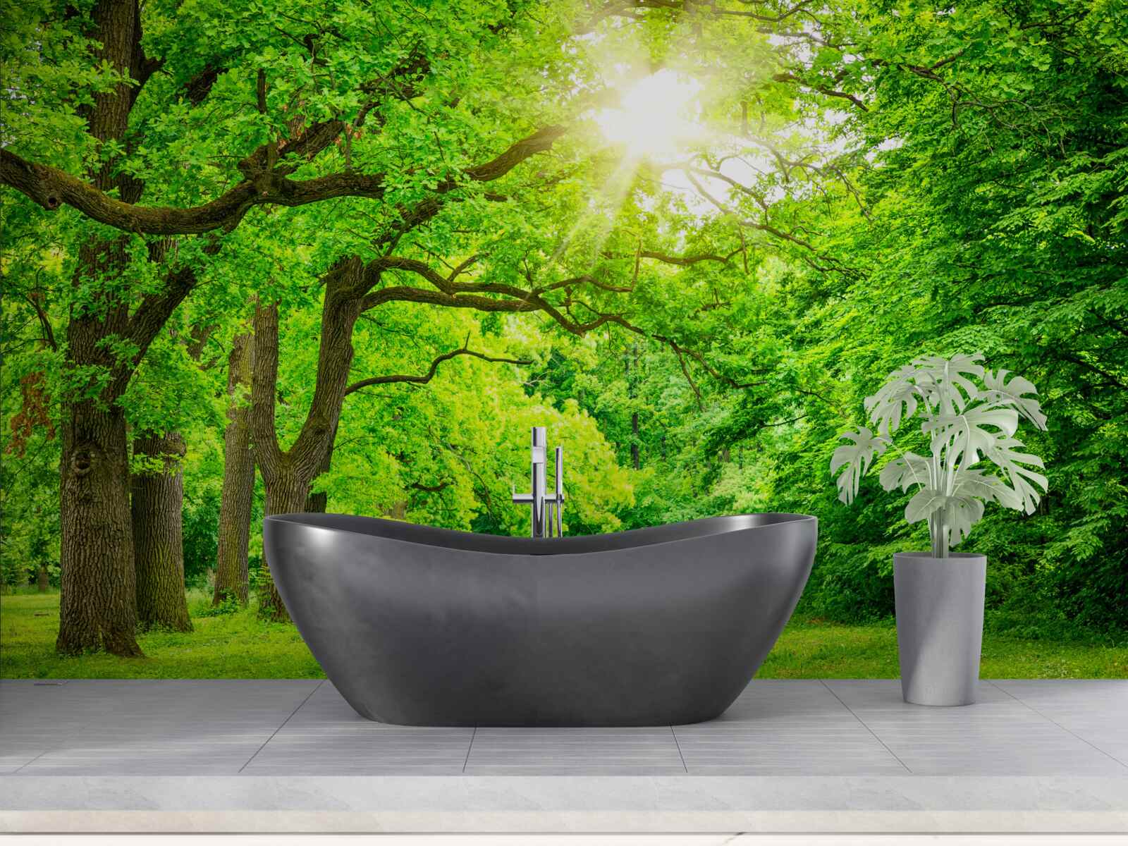 Фотошпалери мальовничий пейзаж літнього лісу