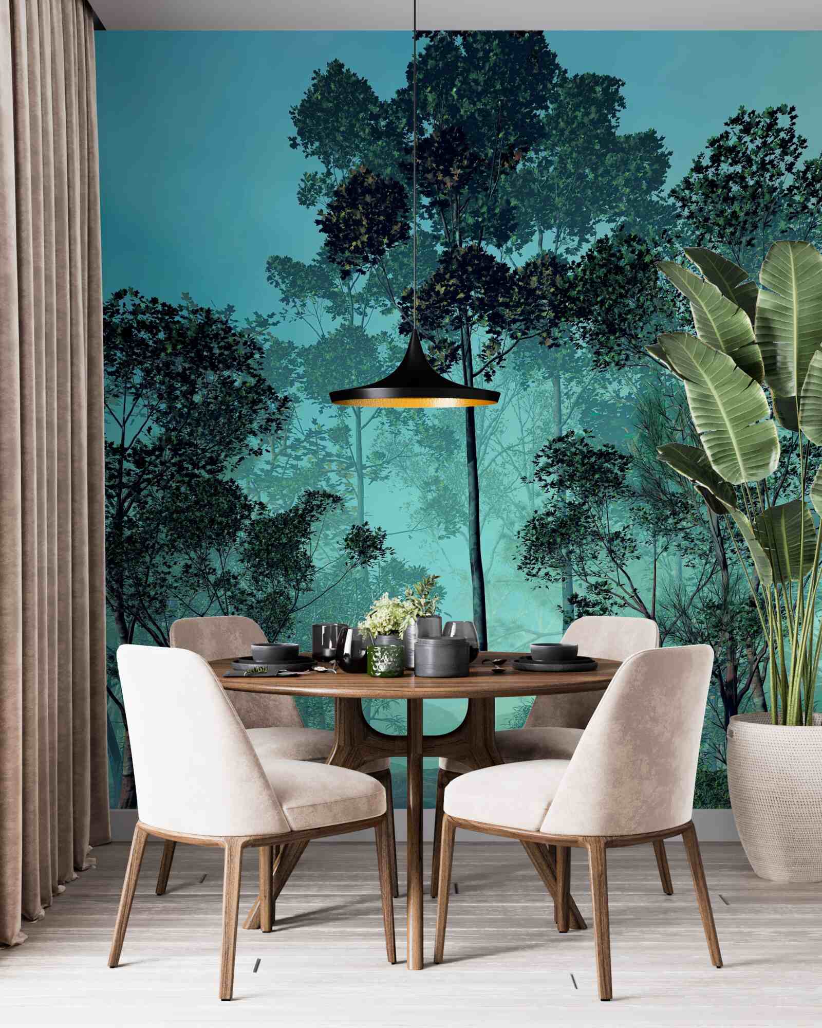 Фотошпалери чарівний ліс, оповитий густим туманом