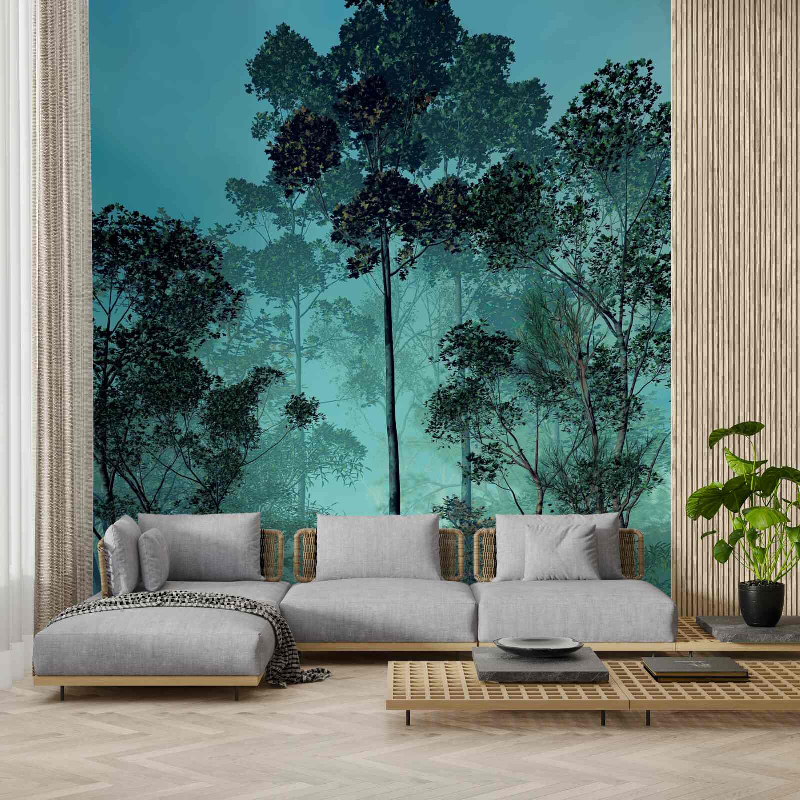 Фотошпалери чарівний ліс, оповитий густим туманом