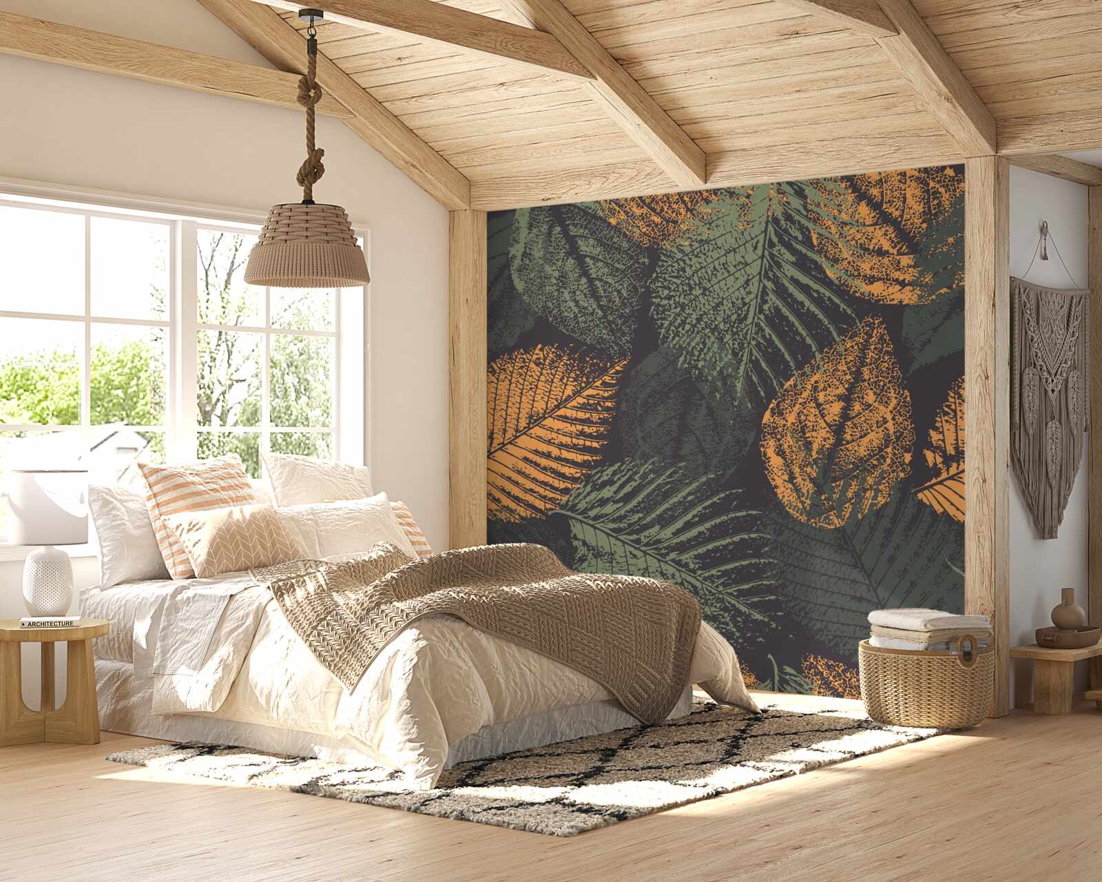 Фотошпалери акварелі із зображенням осіннього листя