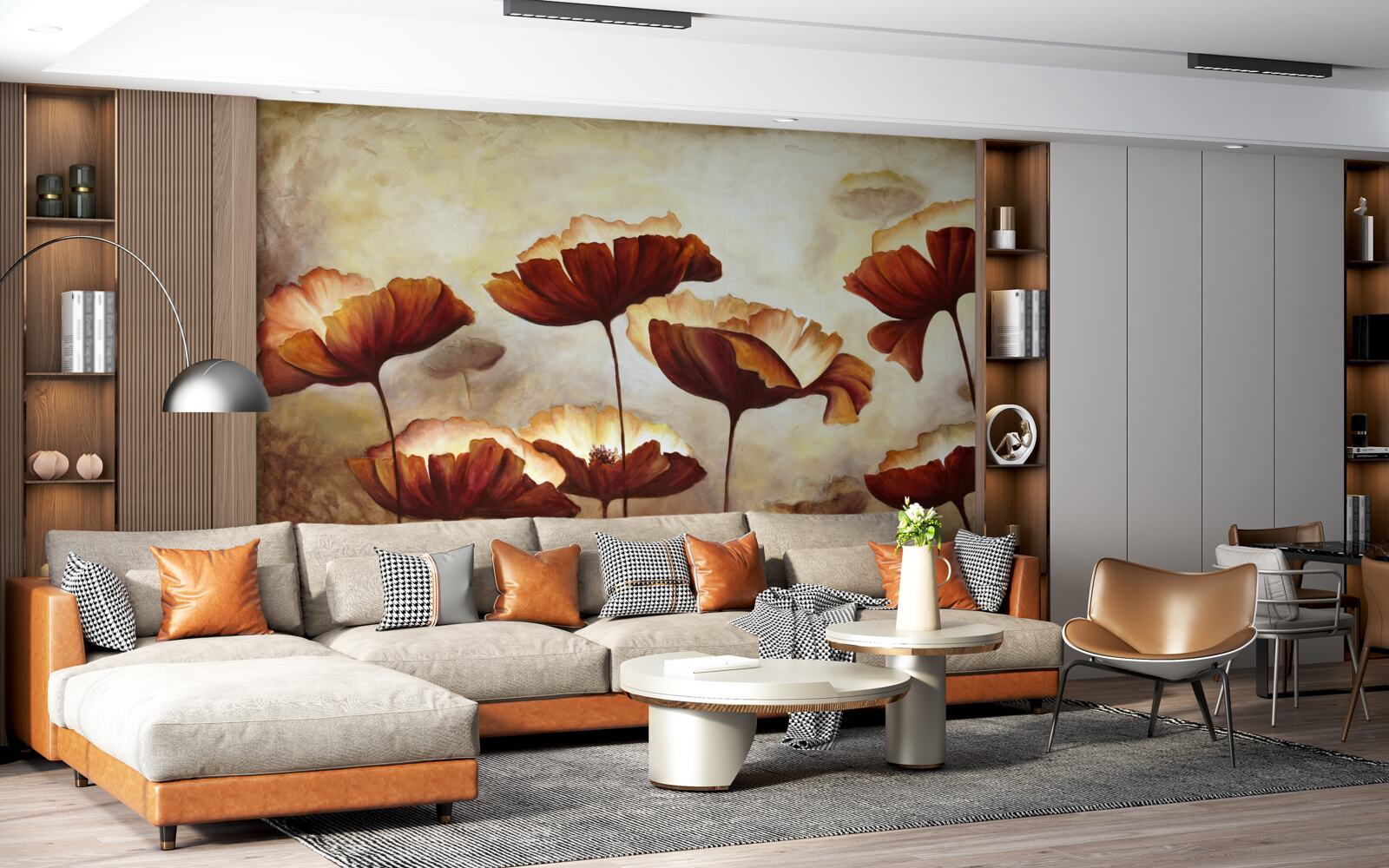 Фотошпалери стрункі червоні маки зустрічають світанок