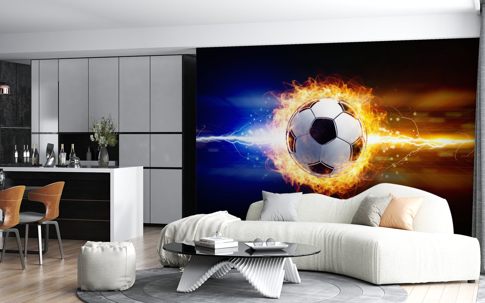 Фотошпалери футбол, охоплений полум'ям