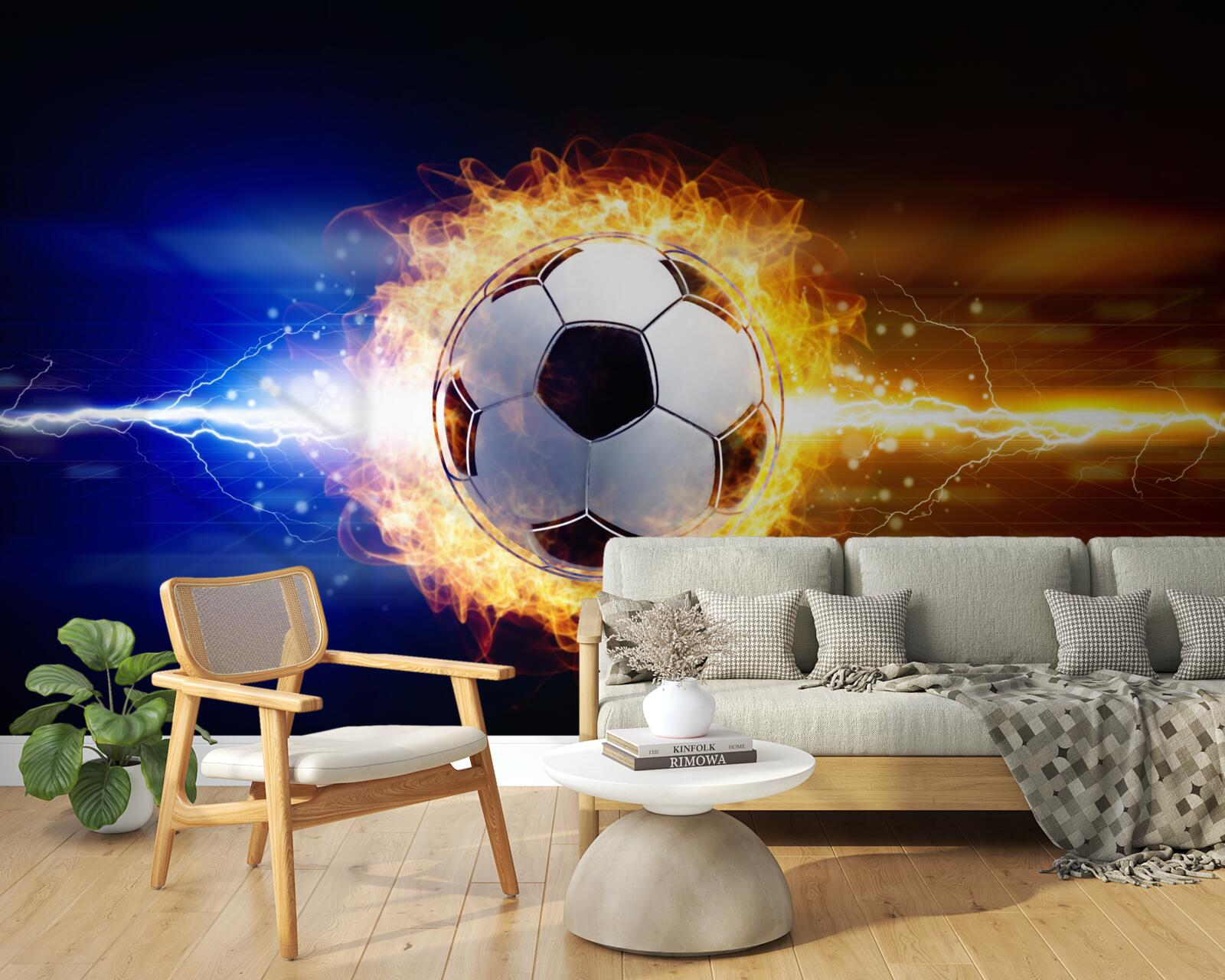 Фотошпалери футбол, охоплений полум'ям