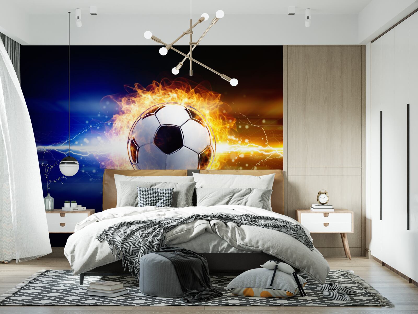 Фотошпалери футбол, охоплений полум'ям
