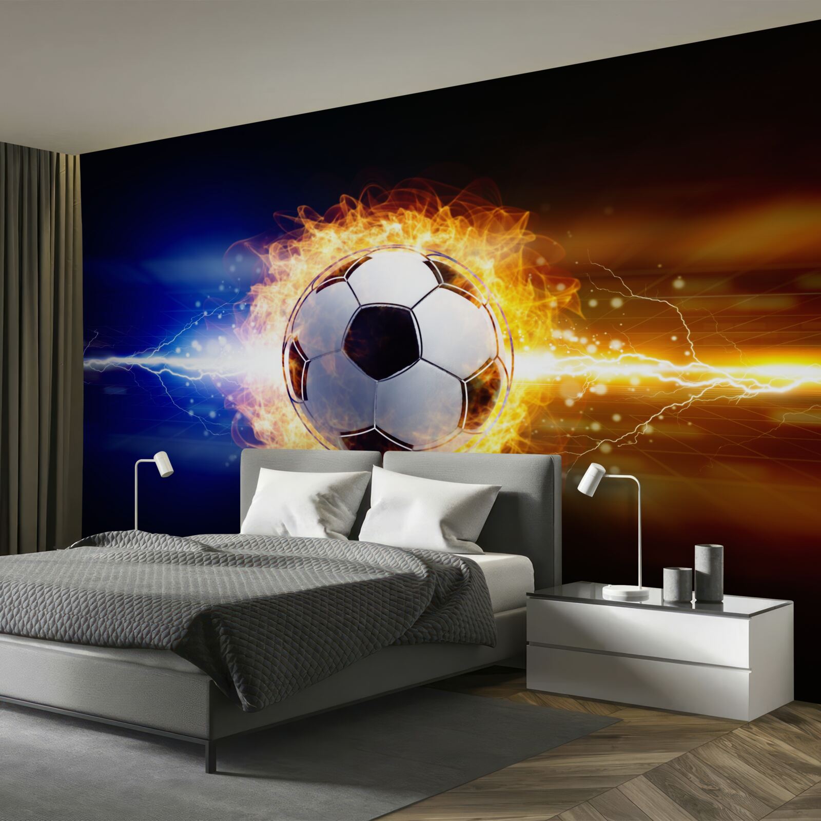 Фотошпалери футбол, охоплений полум'ям
